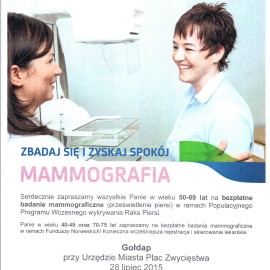 Zapraszamy na bezpłatne badania mammograficzne!