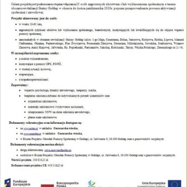 Rekrutacja do projektu „Garncarska wioska”